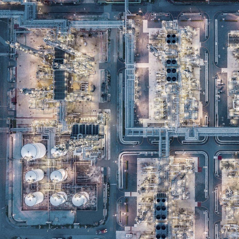 aerial view of oil field
